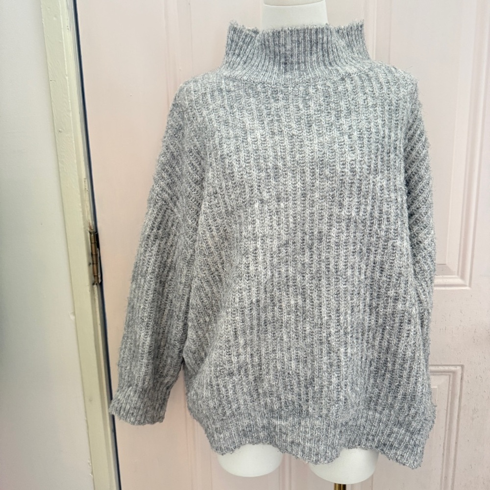 FRNCH Heathered Gray Turtleneck Sweater